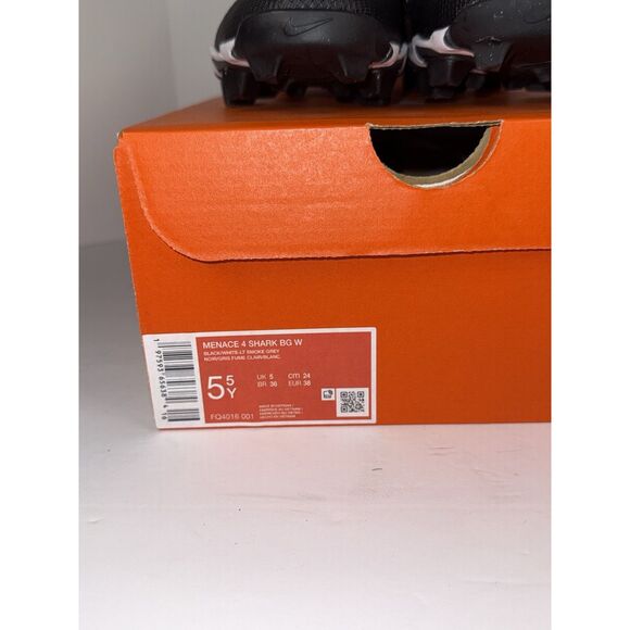 Nike Kids Alpha Menace 4 Shark Football Cleats 5.5 Wide Black Grey White NWB - Picture 9 of 16